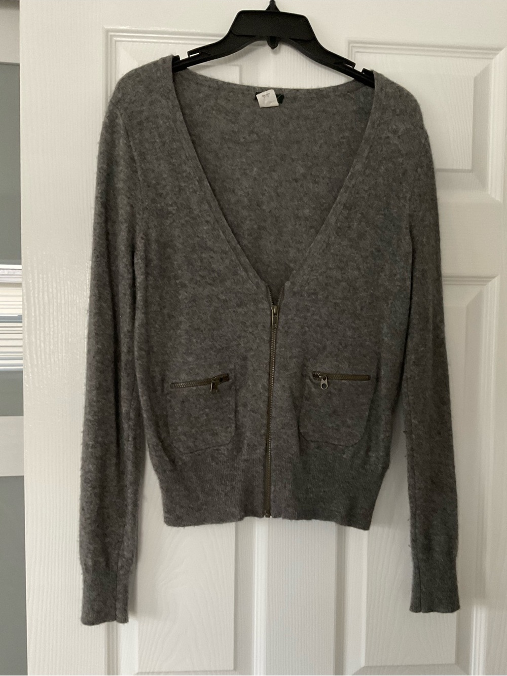 J. Crew Heather Gray Zip-Up V-Neck Cardigan Small like new
